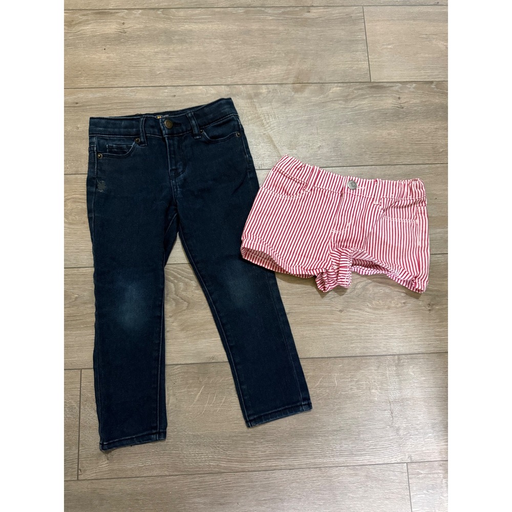 Lucky Brand Dark Wash Jeans & Gymboree Red Striped Shorts Bundle Toddler 3T